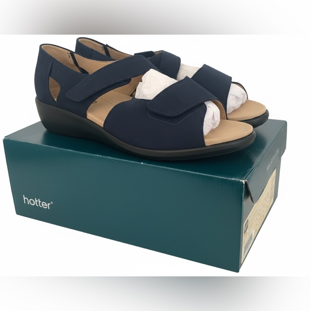 HOTTER Riga Navy Nubuck Orthopedic Sandals Size 8.5 NEW